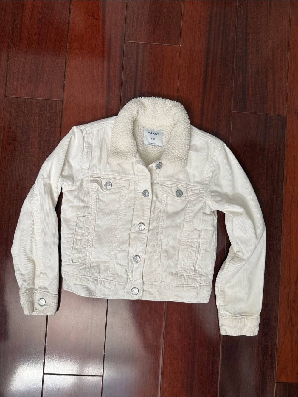 Old Navy Kids Cream Sherpa Collar Denim Jacket